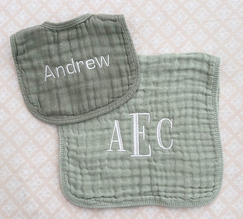 Personalized Baby Boy BibEmbroidered Baby BibMonogrammed Baby Boy BibCustom Baby Boy BibBaby Boy GiftBaby Shower GiftMuslin Bib image 5