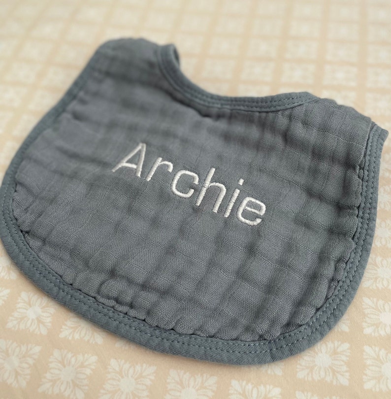 Personalized Baby Boy BibEmbroidered Baby BibMonogrammed Baby Boy BibCustom Baby Boy BibBaby Boy GiftBaby Shower GiftMuslin Bib image 3