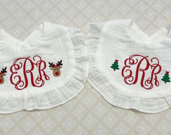 Personalized Christmas Baby Bib Bundle|Embroidered Holiday Baby Bib|Monogram Baby Bibs|Custom Christmas Baby Bibs|Christmas Baby Gift Bundle