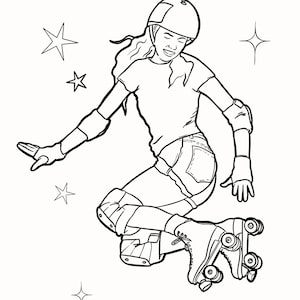 Rolschaatsers kleurplaten Digitale download