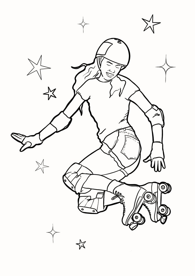 Roller Skaters Colouring Pages Digital Download Etsy