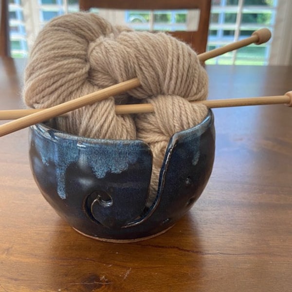 Hand Thrown Pottery Yarn Bowl or Knitting Gift Set