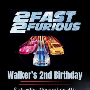 2 Fast 2 Furious Digital Birthday Invitation