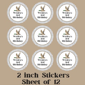 Duck Hunting Birthday Stickers | Treat Bag Labels | Birthday Stickers