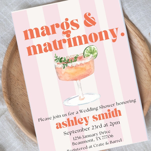 Margs and Matrimony | Wedding Shower Invite | Margarita Wedding Shower | Shower Invite