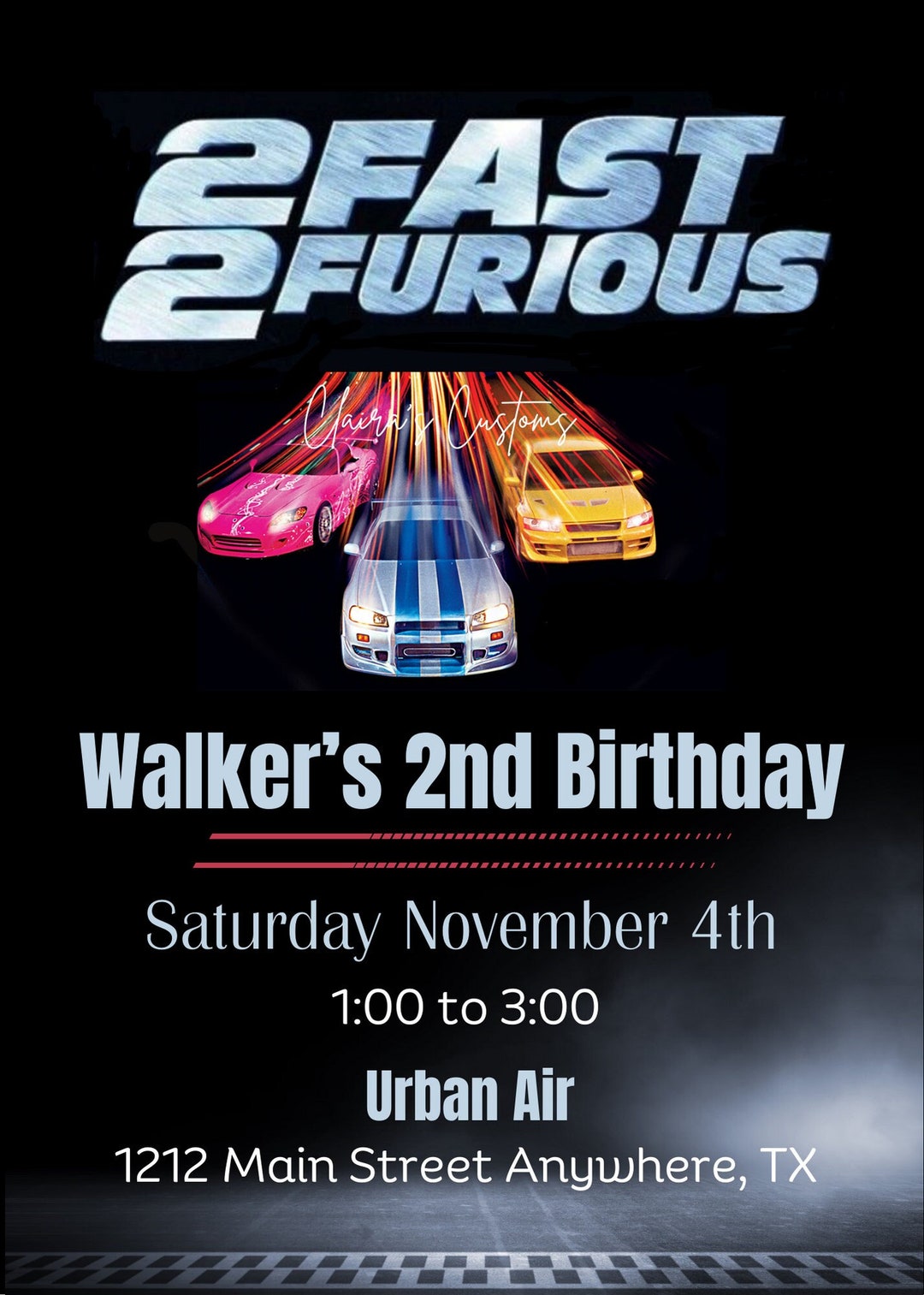 2 Fast 2 Furious Digital Birthday Invitation - Etsy