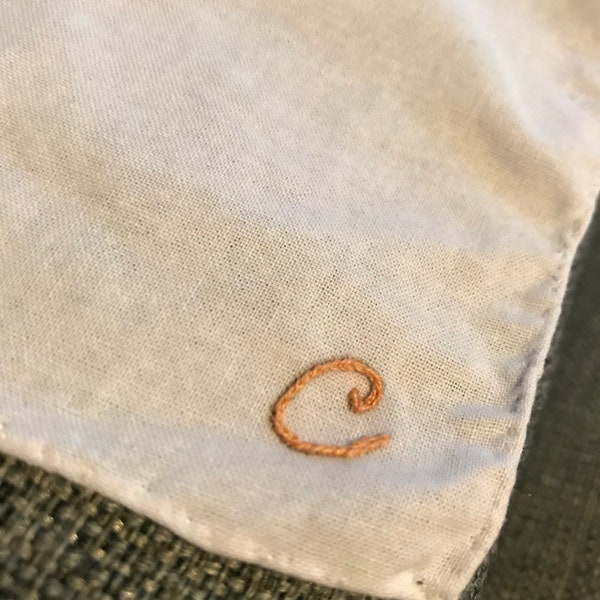 Monogrammed C Handkercheif - Handsewn and Hand-embroidered