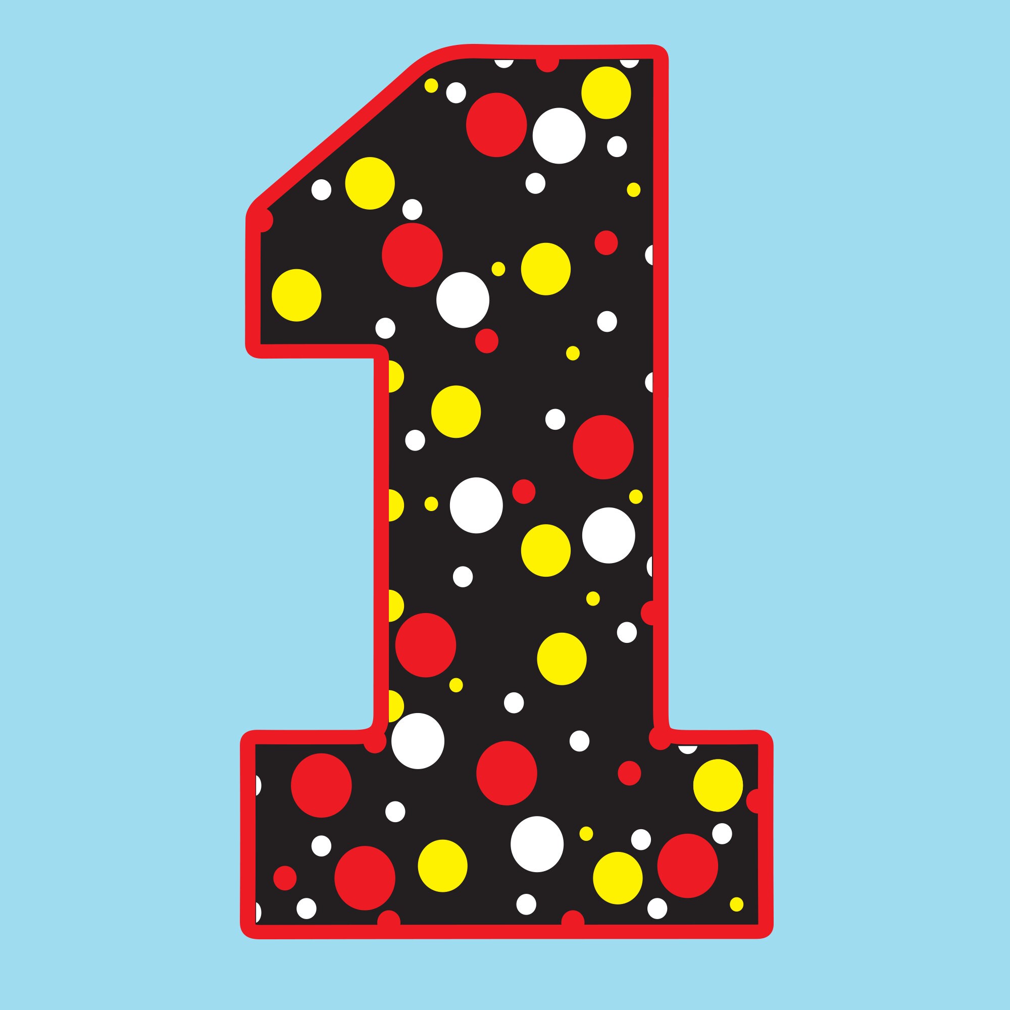 Number One Rainbow Polka Dot SVG Digital Download | Etsy