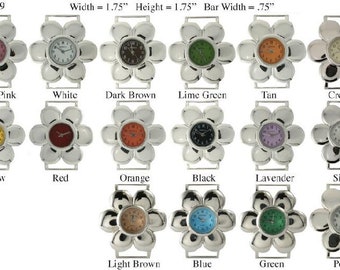 NIMI 5 Piece Colored Flower Stainless Steel Watch Faces with Solid Bars