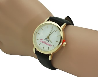 NIMI Plain Descent Leather Strap Watch