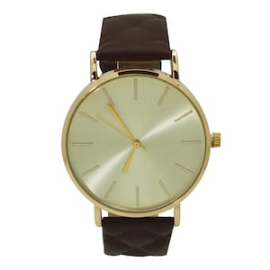 NIMI Quilted Detail Leather Strap Watch