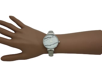 NIMI Cracked Marble Stainless Steel Bangle Watch