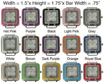 NIMI 5 Piece Rectangular Stainless Steel Watch Faces with Solid Bars and Diamond Borders