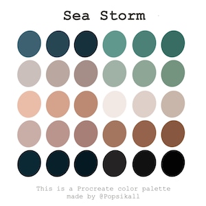 Neutral Color Palette | Blue Green Color Palette | Teal and Blush Procreate Palette