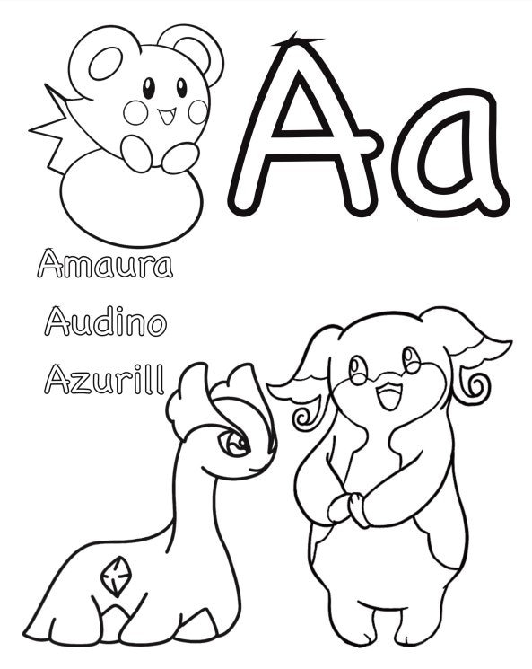Unofficial Printable Pokemon Alphabet Coloring Pages Etsy