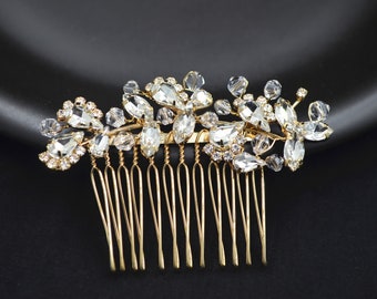 Bridal gold flower crystal hair accessories,Silver crystal hair Comb,Wedding hair clip,Wedding ornament headpiece,Vintage bridal hair comb
