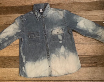 Acid washed faded denim jean jacket