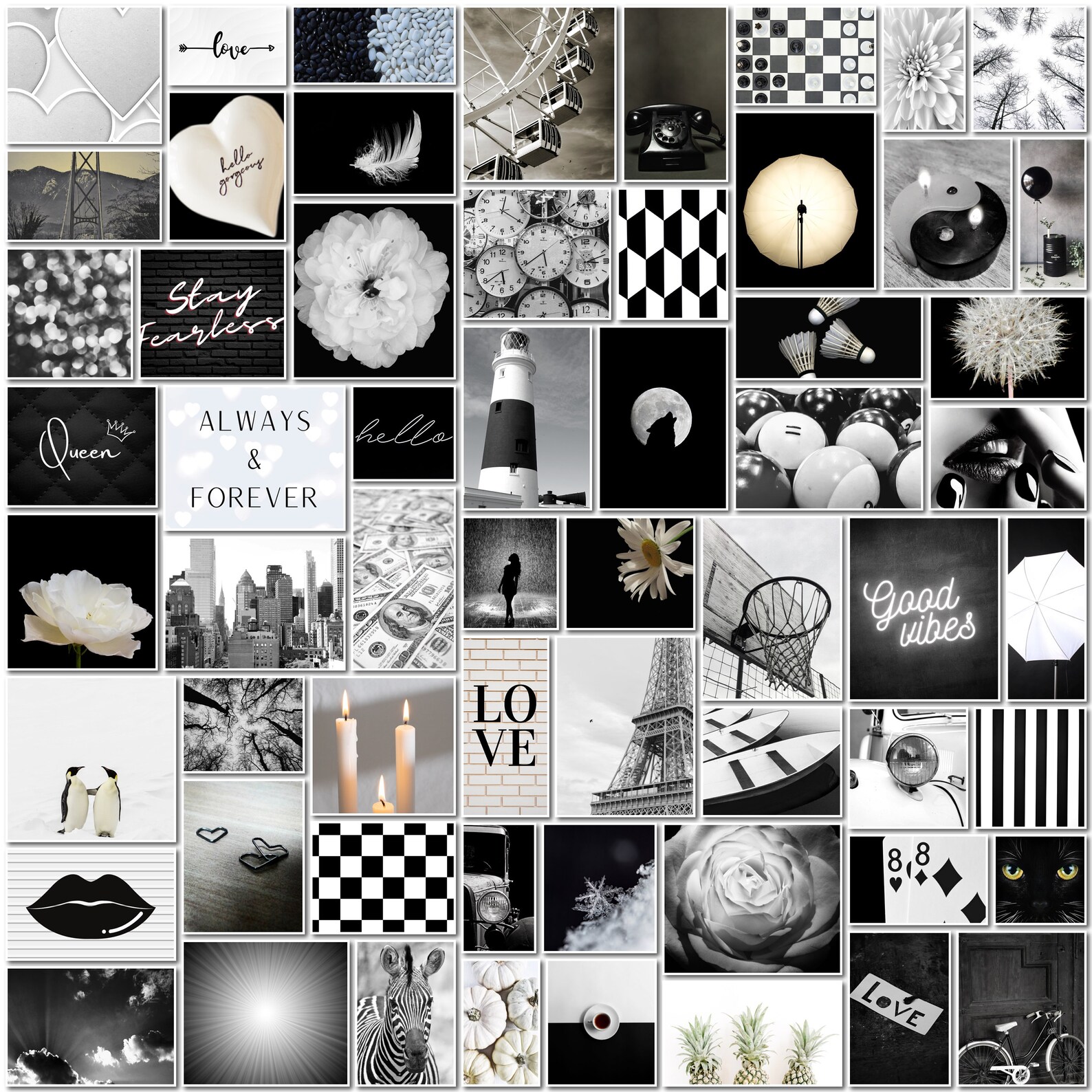Black and White Aesthetic Collage Kit 100 Images Photo Etsy