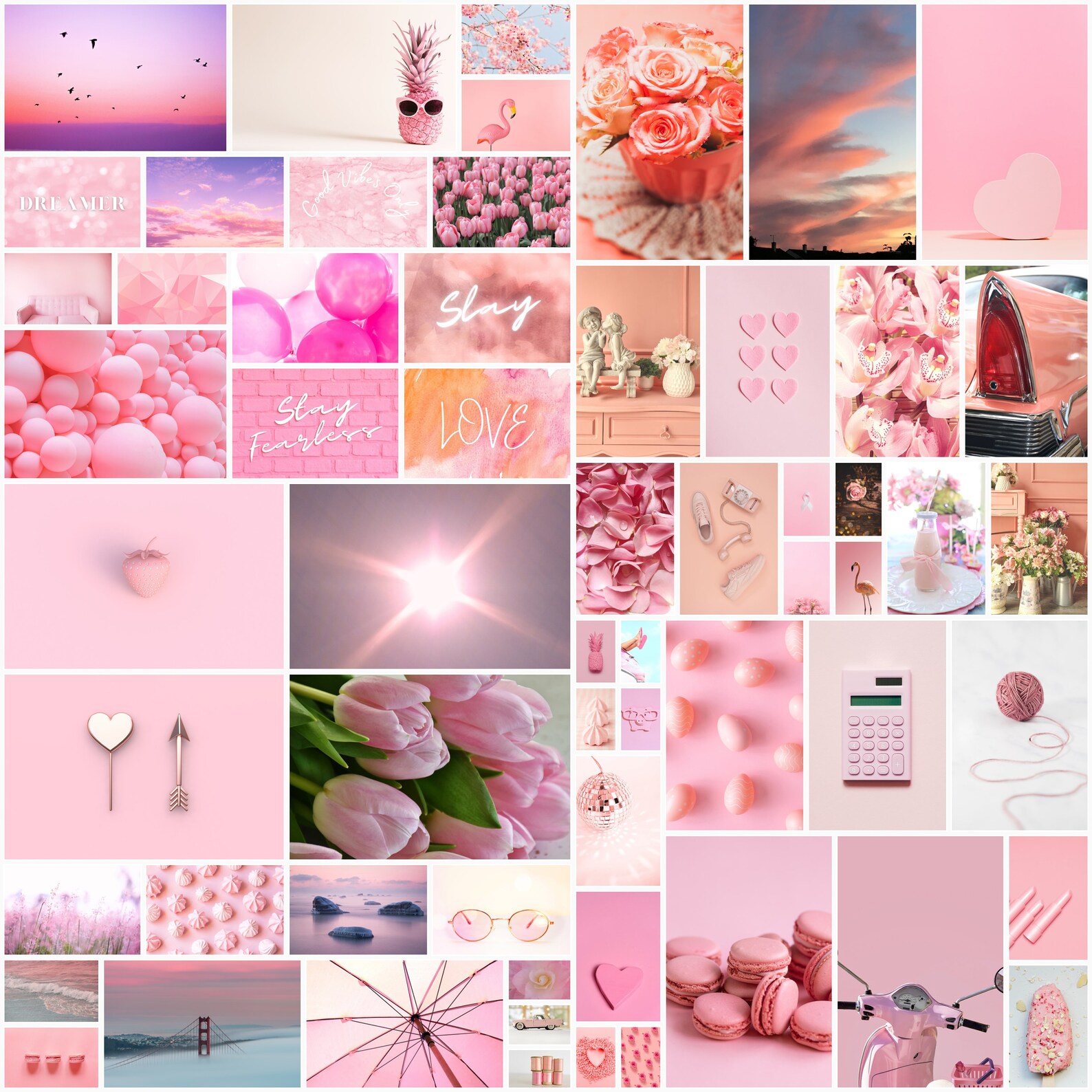 Light Baby Pink Aesthetic Collage Kit 60 Images Teen Etsy