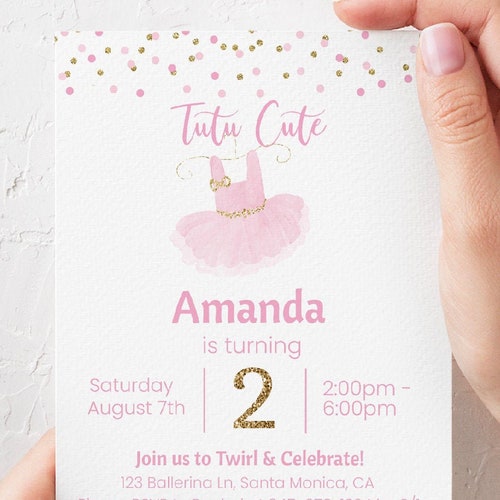 PRINTABLE Birthday Party Invitation Tutu Cute Ballerina Etsy