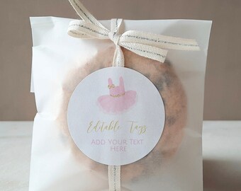 Etiquetas imprimibles de tutú para recuerdos de baby shower o cumpleaños (descarga digital)