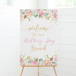 Cartello di benvenuto per la festa della mamma, cartello modificabile per la festa della mamma, cartello floreale, regali per la mamma, volantino per la festa della mamma, GB1