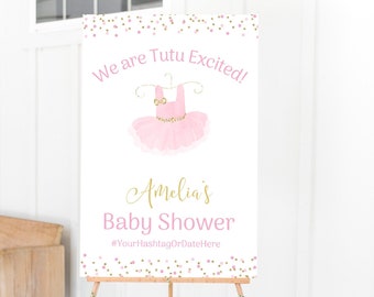 Tutu Baby Shower Welcome Sign: Editable Ballerina Template (Digital Download)