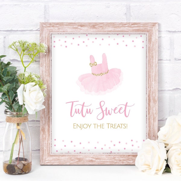 Tutu Sweet Sign,  Tutu Theme Baby Shower Decor, Tutu Birthday Party Signs, Ballerina Baby Shower, Ballerina Theme Birthday Signs, TU1