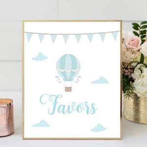 Hot Air Balloon Favors Sign, Hot Air Balloon Baby Shower Sign, Favors Sign, Up and Away Decorations,  Up in the Air Theme Baby Shower, HA1