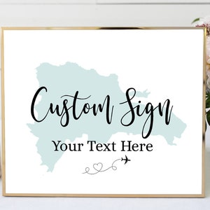 Dominican Republic Map Sign: Travel Theme Wedding Template (Digital Download)
