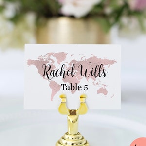 Segnaposto piatti con icone di scelta dei pasti, segnaposto con mappa del mondo, segnaposto per matrimonio a tema viaggio, segnaposto per addio al nubilato, TT1
