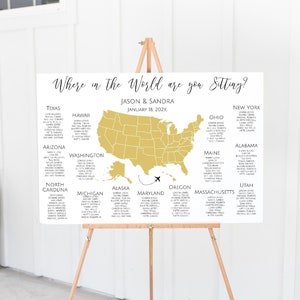 Sitzplan der USA Karte, wo in allen Welten sitz ihr?, Sitzplan der USA, Landkarte Hochzeit, TT1