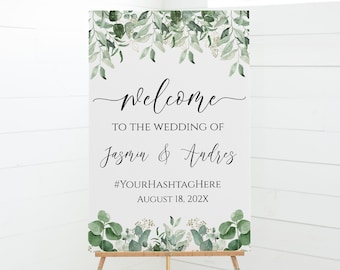Greenery Wedding Welcome Sign Template (Digital Download)