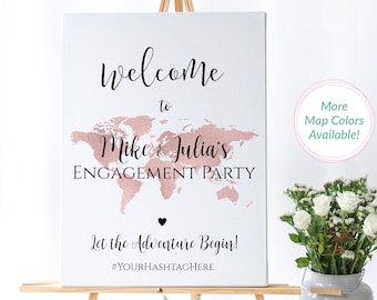 Engagement Party Welcome Sign, Travel Theme Engagement Party Sign, Welcome to Our Engagement Party Template, EP1, TT1