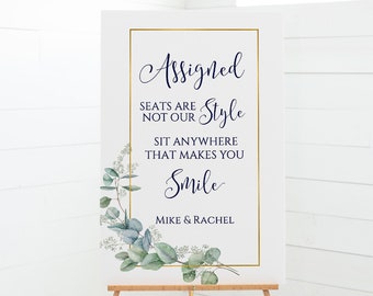 no assigned seating wedding sign Greenery Wedding Seating Sign, DIY Editable Wedding Template, Eucalyptus Signage, No Assigned Seats Sign, Seating Chart Alternative, ET1