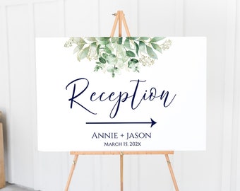 Greenery Wedding Reception Sign, Eucalyptus Wedding Sign Template, Custom Reception Sign, Sage Wedding Signage, DIY Wedding Template, ET1