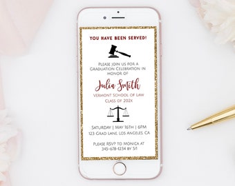 Law School Graduation Party Invitation Template: Mobile Invite (Digital)