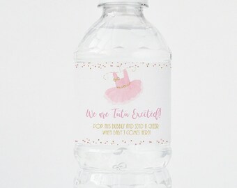 Etiquetas para botellas de agua con tutú para baby shower: Plantilla editable (imprimible)