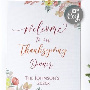 Thanksgiving Welcome Sign, Friendsgiving Party Welcome Sign, Editable ...