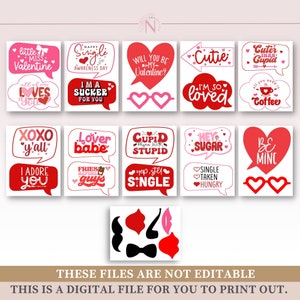 Funny Valentine's Day Photo Booth Props: Galentine's Party Decor (PDF) image 3