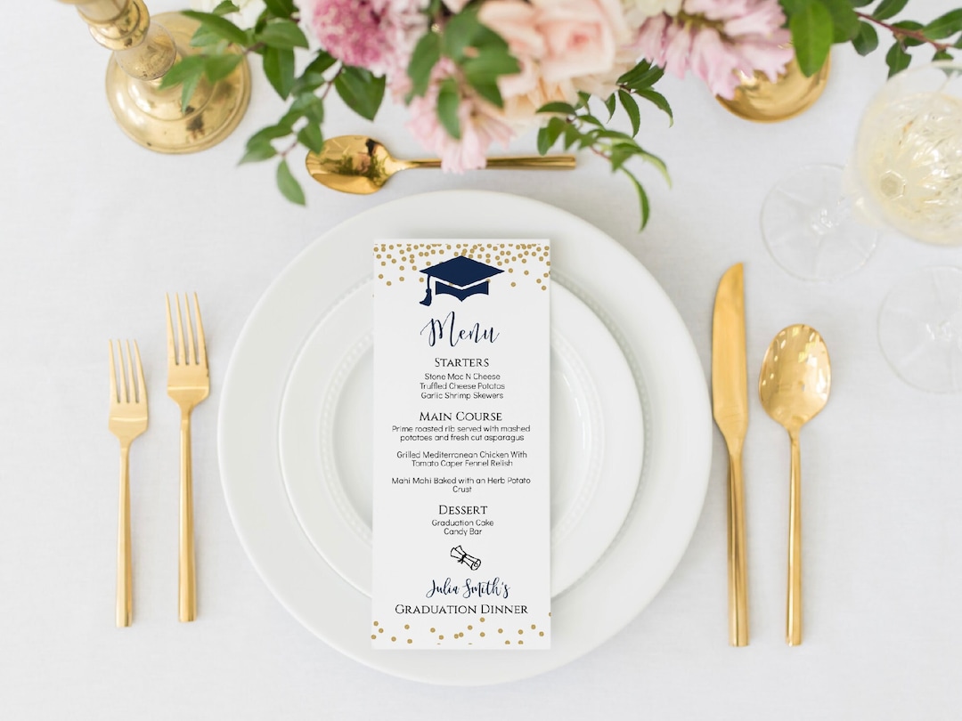 Graduation Party Menu Template, Editable Graduation Menu, Graduation