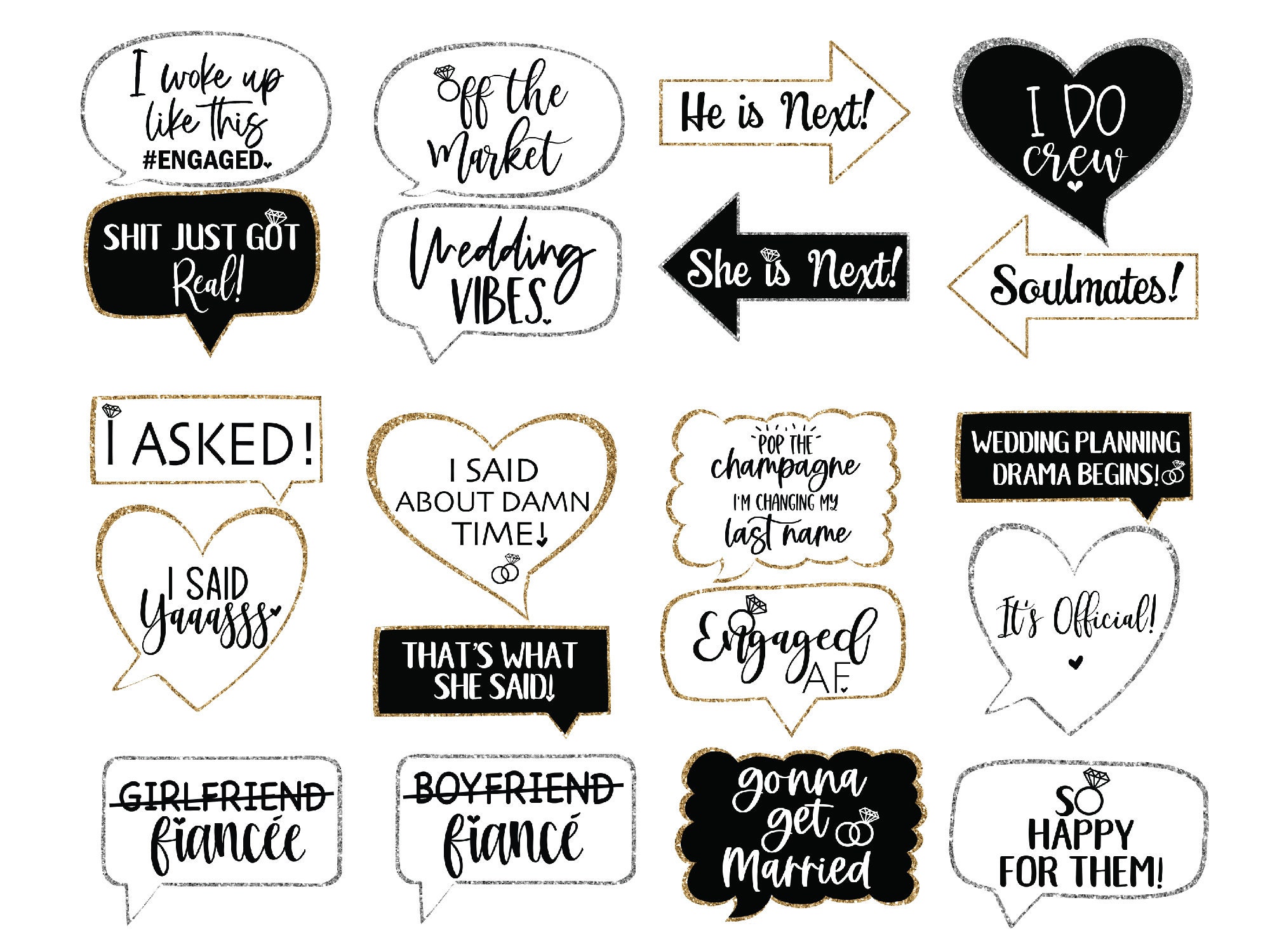 Engagement Party Photo Booth Props, Engagement Party Decorations, Eng…