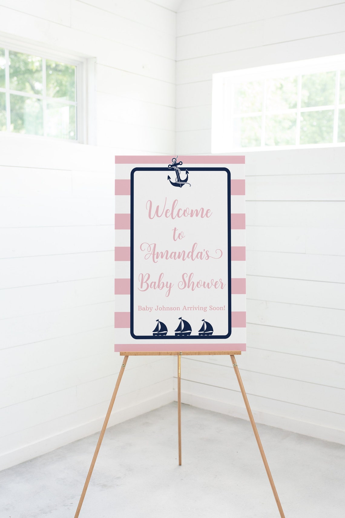 Nautical Girl Baby Shower Welcome Sign Editable Nautical Girl - Etsy