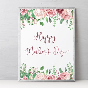 Happy Mother's Day Sign, Printable Mother's Day Poster, Mother's Day ...