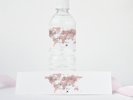 Rose Gold Map Labels Template Printable Bottle Labels Travel | Etsy