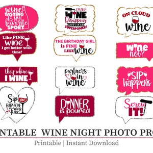 Wine Tasting Photo Booth Props, Printable Wine Photo Props, Wine Party Decorations, Wine Tasting Birthday Party Signs,  GB1