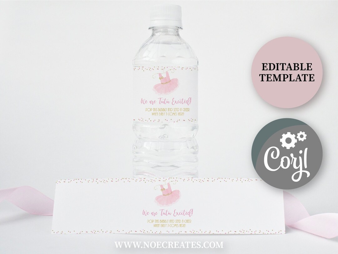 Tutu Water Bottle Labels Template, Tutu Baby Shower Champagne Bottle ...