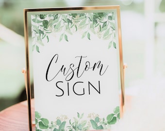 Greenery Hochzeit Schild Vorlage: Brautparty Dekor personalisiert (Digitaler Download)