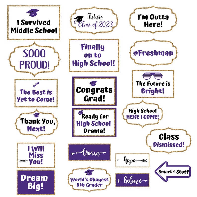 GG1 Funny 8th Grade Graduation Photo Booth Props Graduation Party Decorations Middle School Graduation Photo Props Funny Photo Props