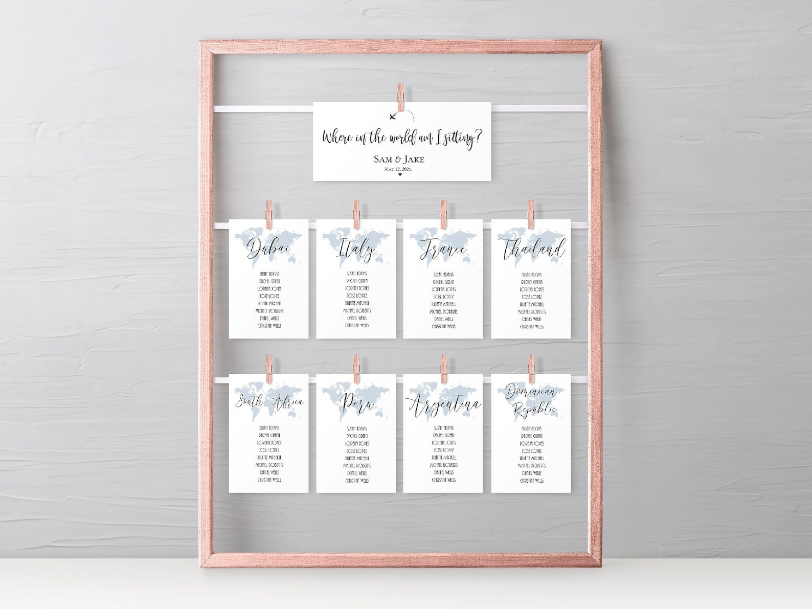 Map Hanging Wedding Seating Chart Template With the Map Color - Etsy